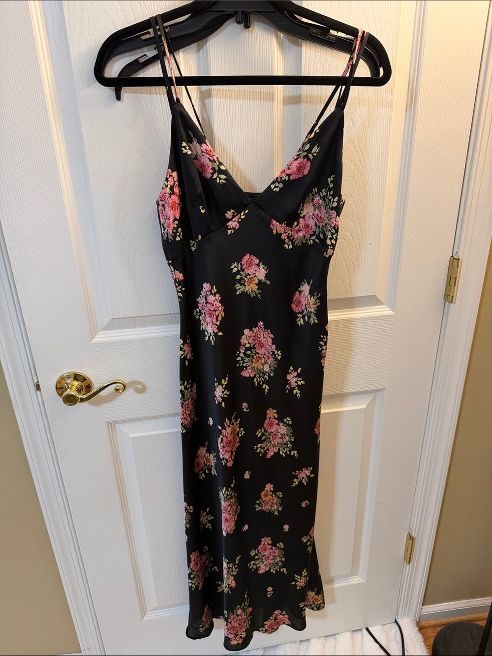 ZARA Black Floral Slip Dress